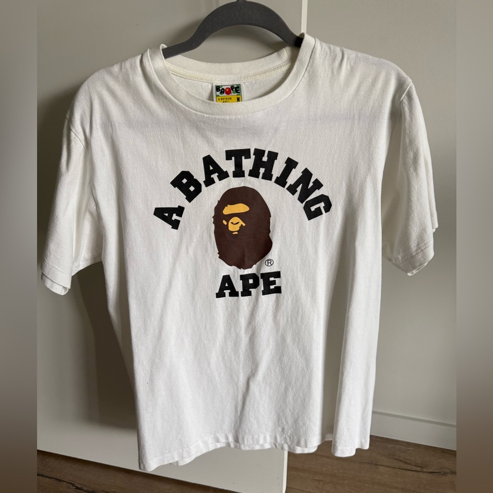 Bape White Tee with Black Lettering